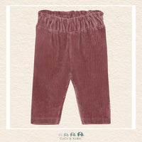 Front view of the Minymo Baby Girl Velour Pants featuring a plush, velvet-like finish and a soft elastic waistband for a secure, comfortable fit