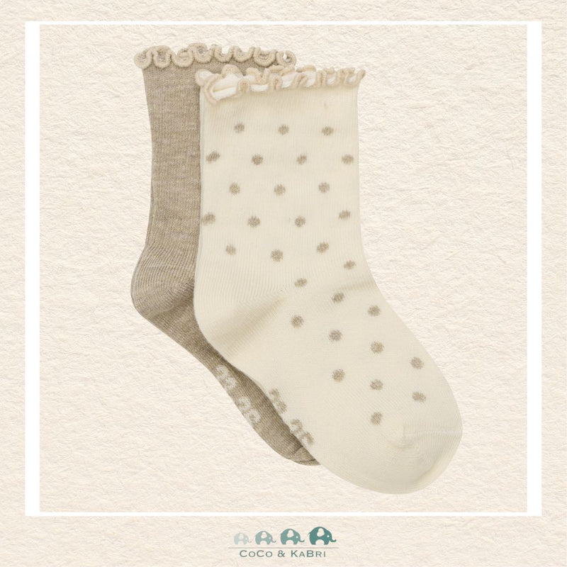 Minymo: Baby Socks with Lettuce Hem - Brown Dots, CoCo & KaBri Children's Boutique