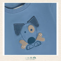 Detailed close-up of the puppy graphic and fabric highlighting the silky-soft viscose-cotton blend and the durable, high-definition print