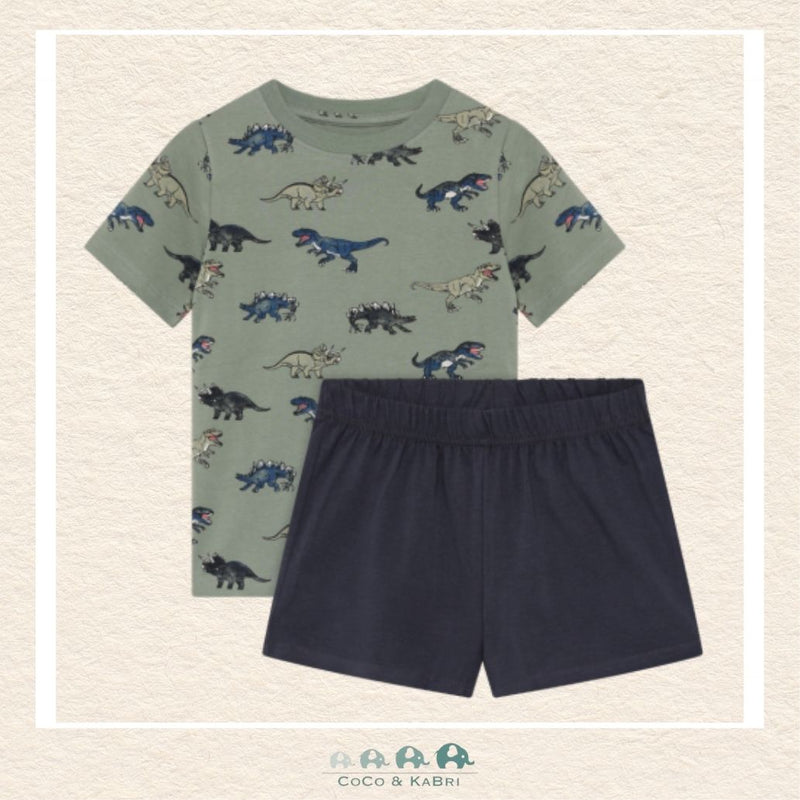 Minymo: Boys Dinosaur Shirt & Blue Shorts, CoCo & KaBri Children's Boutique, Brooks Alberta Canada