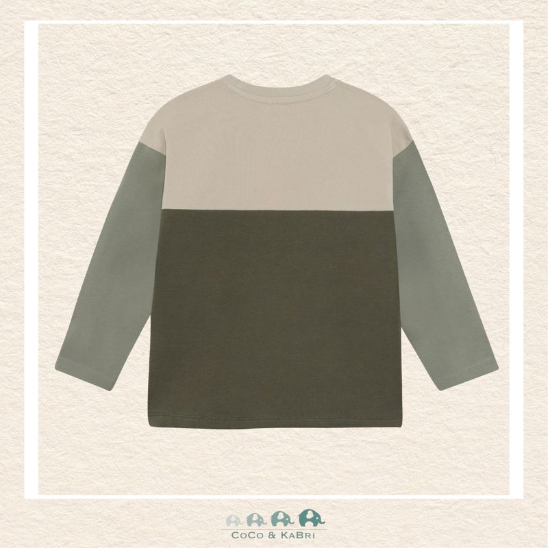 Back view of the Minymo Boys Green Shirt showing the smooth, unembellished construction and tailored athletic fit through the shoulders