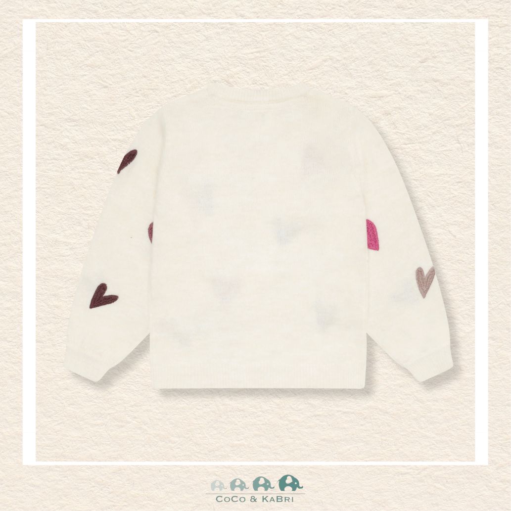 Minymo: Girls Heart Sweater - Seedpearl, CoCo & KaBri Children's Boutique, Brooks Alberta Canada