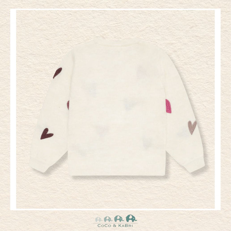 Minymo: Girls Heart Sweater - Seedpearl, CoCo & KaBri Children's Boutique, Brooks Alberta Canada