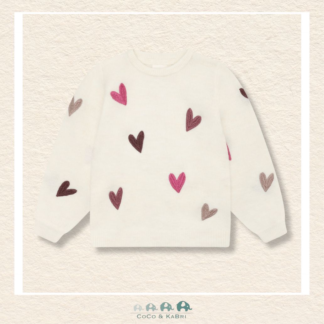 Minymo: Girls Heart Sweater - Seedpearl, CoCo & KaBri Children's Boutique, Brooks Alberta Canada