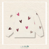 Minymo: Girls Heart Sweater - Seedpearl, CoCo & KaBri Children's Boutique, Brooks Alberta Canada