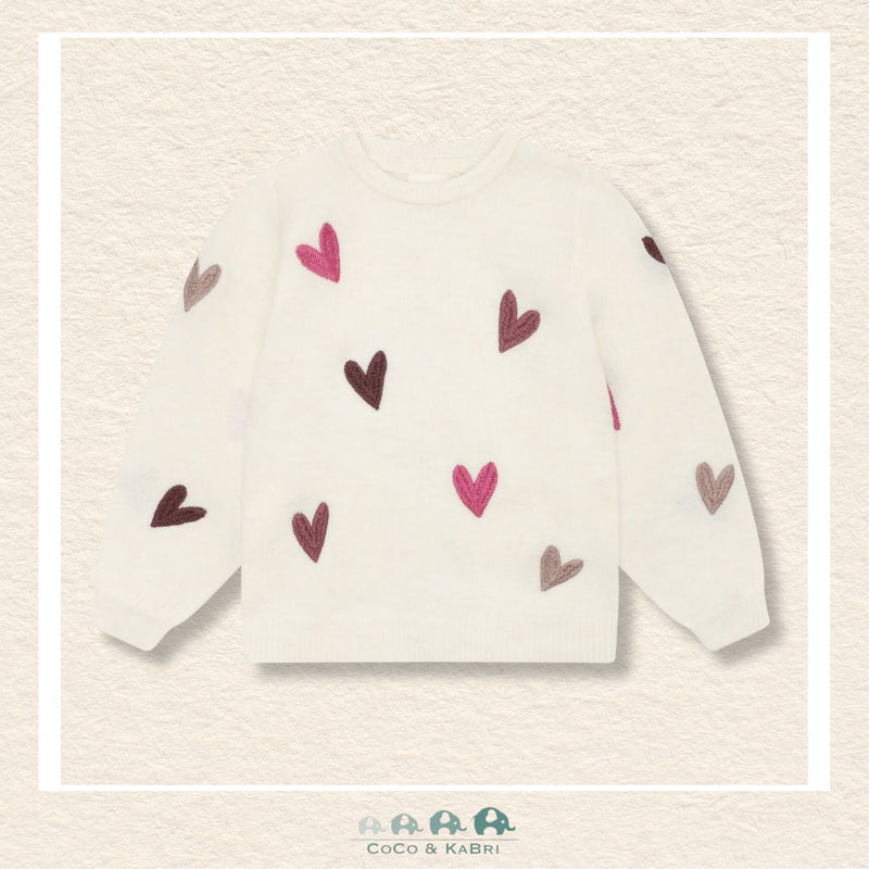 Minymo: Girls Heart Sweater - Seedpearl, CoCo & KaBri Children's Boutique, Brooks Alberta Canada