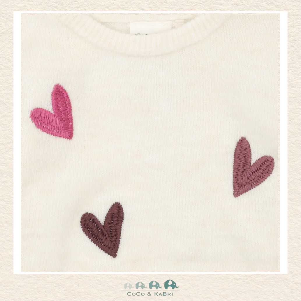 Minymo: Girls Heart Sweater - Seedpearl, CoCo & KaBri Children's Boutique, Brooks Alberta Canada