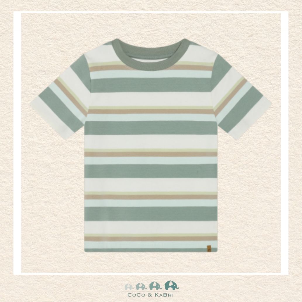 Minymo: Green, Brown & White Striped Tshirt, CoCo & KaBri Children's Boutique, Brooks Alberta Canada