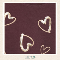 Close-up detail of the Minymo Heart T-Shirt highlighting the fine-gauge knit texture and the high-quality, durable print of the heart graphic