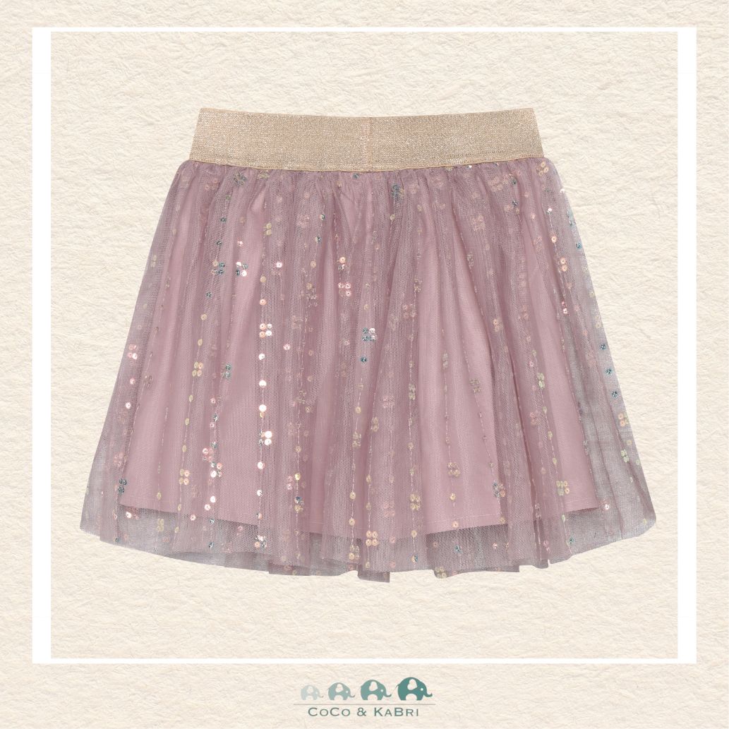 Back view of the pink mesh skirt showcasing the full, tiered silhouette and the comfortable, stay-put fit designed for twirling