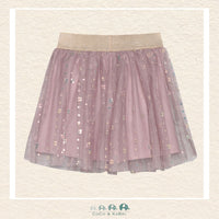 Back view of the pink mesh skirt showcasing the full, tiered silhouette and the comfortable, stay-put fit designed for twirling