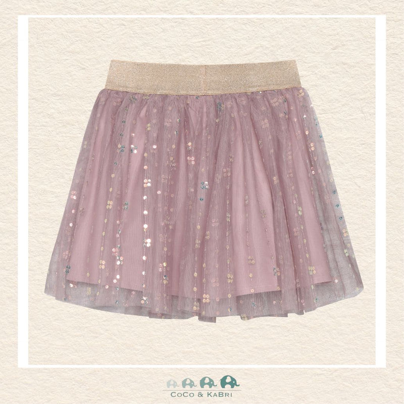 Back view of the pink mesh skirt showcasing the full, tiered silhouette and the comfortable, stay-put fit designed for twirling