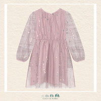 Back view of the pink sequin dress showcasing the elegant silhouette and the comfortable, secure closure designed for special occasions