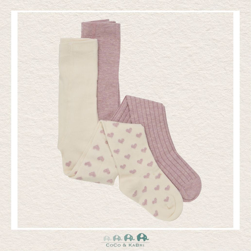 Minymo Set of 2 Stockings Mauve Hearts & Solid Mauve, CoCo & KaBri Children's Boutique