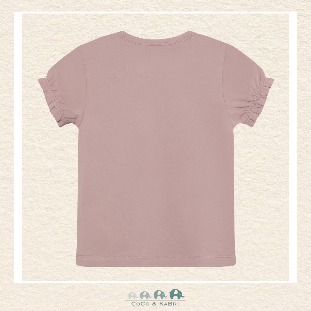 Back view of the Minymo Girls Fawn T-Shirt showing the clean unembellished back and the soft premium cotton-stretch knit construction