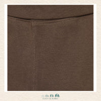 Close-up detail of the Minymo Sweatpants highlighting the rich earthy brown color and the soft, breathable texture of the premium 100% cotton-knit fabric