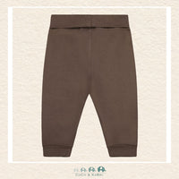 Back view of the Minymo Chocolate Chip Joggers showing the high-quality 100% cotton-knit construction and a streamlined silhouette for infants and toddlers