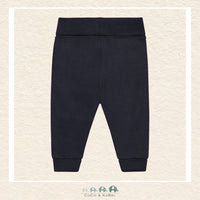 Back view of the Minymo Dark Sapphire Joggers showing the high-quality 100% cotton-knit construction and a streamlined fit designed for infants