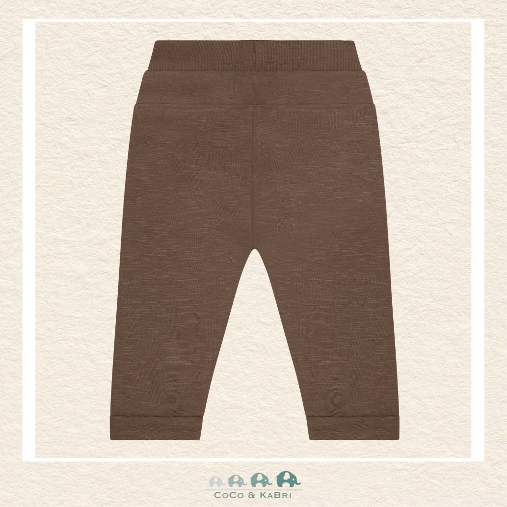 Back view of the Minymo Chocolate Chip Sweatpants showing the smooth, comfortable seat and high-quality 95% cotton and 5% elastane-knit construction