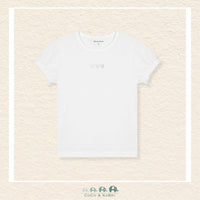Minymo: White Tshirt with 3 Silver Hearts, CoCo & KaBri Children's Boutique, Brooks Alberta Canada