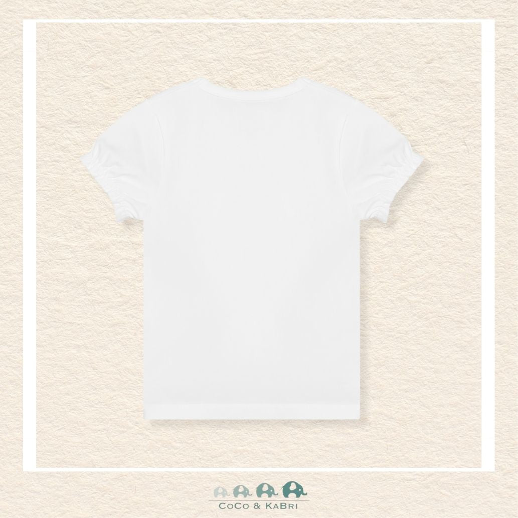 Minymo: White Tshirt with 3 Silver Hearts, CoCo & KaBri Children's Boutique, Brooks Alberta Canada