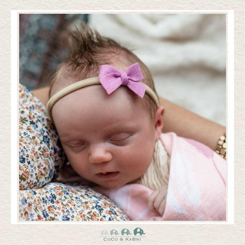 Modern Piggy - Lilac | Felt Baby Bow - Nylon Headband, CoCo & KaBri Children's Boutique