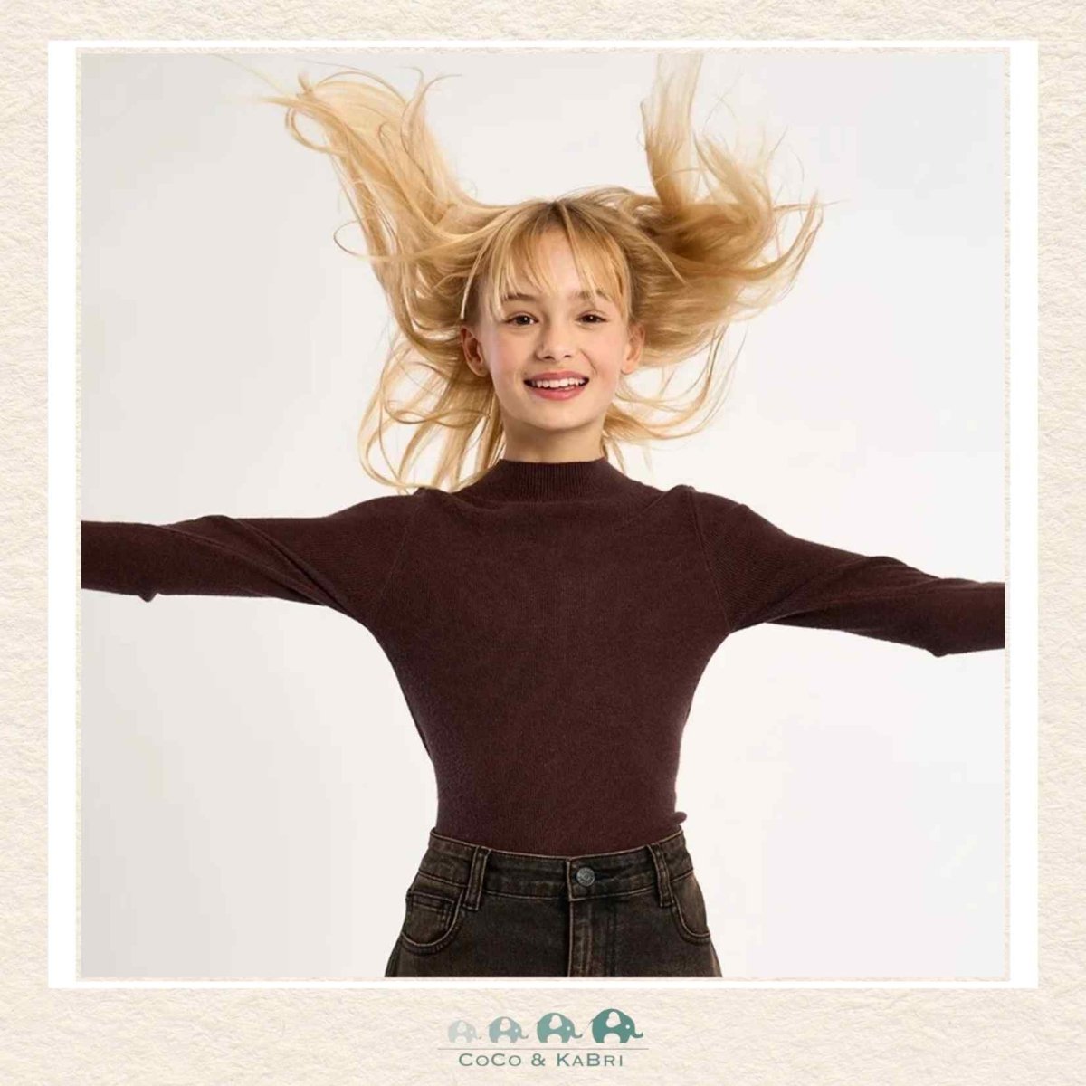 Molly Bracken Girl Belted Knitted Sweater – Chocolate Brown., CoCo & KaBri Children's Boutique, Brooks Alberta Canada