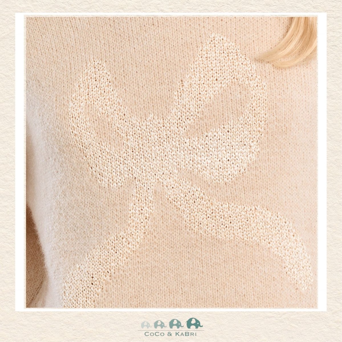 Molly Bracken Girl: Bow Pattern Cream Sweater, CoCo & KaBri Children's Boutique, Brooks Alberta Canada
