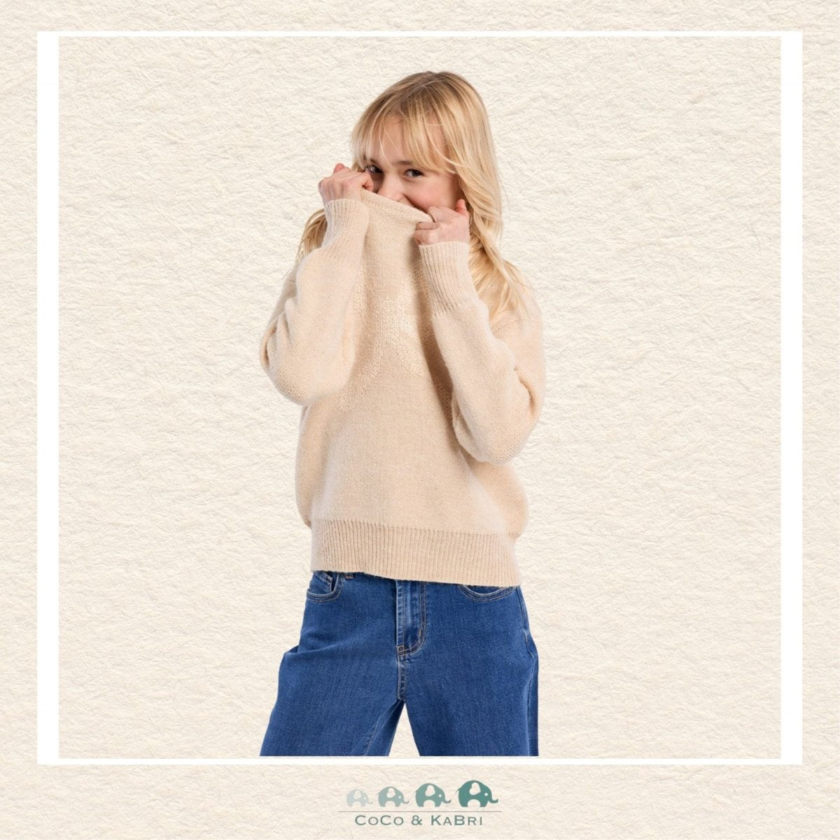 Molly Bracken Girl: Bow Pattern Cream Sweater, CoCo & KaBri Children's Boutique, Brooks Alberta Canada