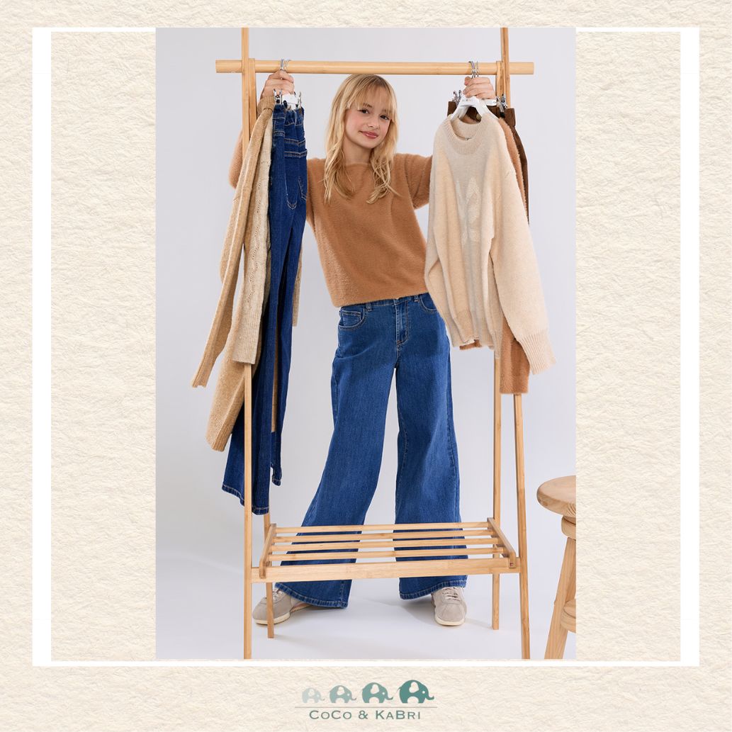Molly Bracken Girl: Fluffy Crewneck Sweater - Camel, CoCo & KaBri Children's Boutique, Brooks Alberta Canada
