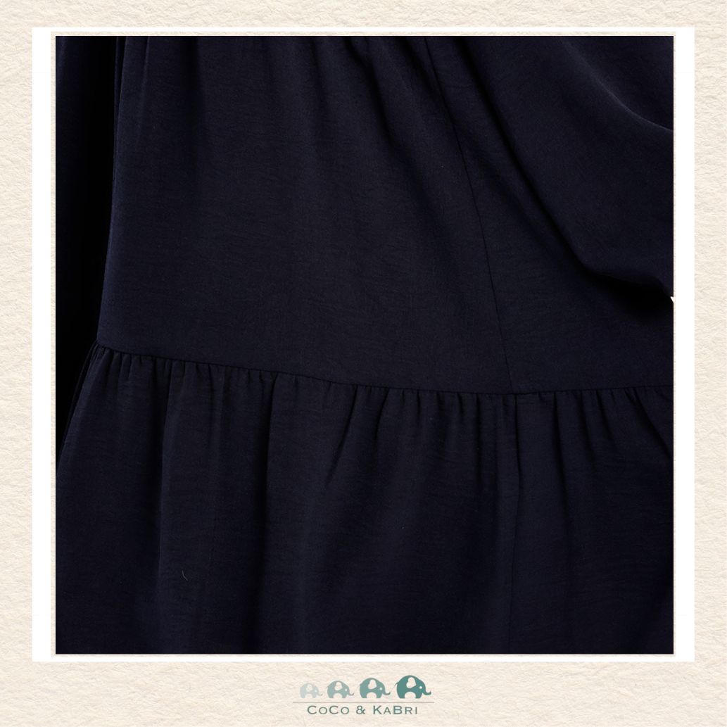 Molly Bracken Girl Tiered Ruffled Midi Babydoll Dress - Navy, CoCo & KaBri Children's Boutique, Brooks Alberta Canada