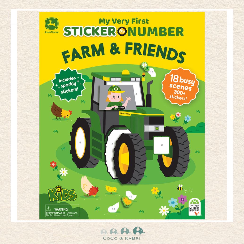 My Very First Sticker by Number John Deere Kids Farm & Friends activity book featuring tractors, combines, and easy-to-use stickers for toddlers