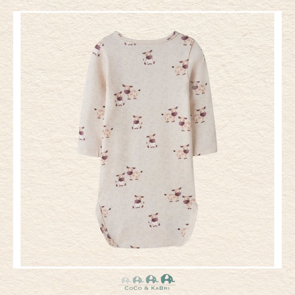 Back view of the cow-themed bodysuit showcasing the high-quality knit construction and the soft, seamless fit across the back