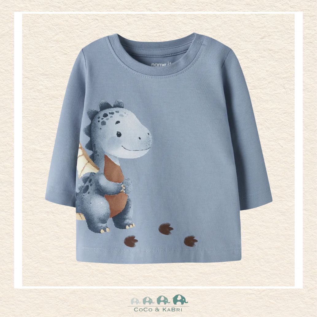 Name It: Baby Boy Dinosaur Tshirt - Blue, CoCo & KaBri Children's Boutique, Brooks Alberta Canada