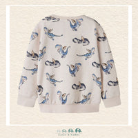 Back view of the dragon-themed sweatshirt showcasing the high-quality knit construction and the relaxed, play-ready fit through the shoulders
