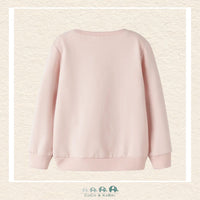 Back view of the pink unicorn sweatshirt showcasing the high-quality construction and the comfortable, relaxed fit through the torso