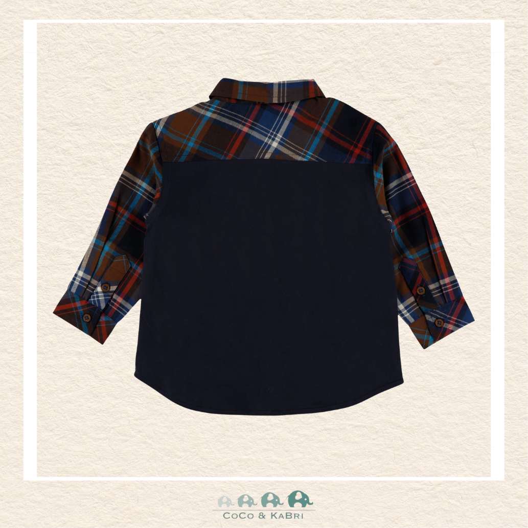 🇨🇦 Nano: Baby Boy Blue Plaid Button Up Shirt, CoCo & KaBri Children's Boutique, Brooks Alberta Canada
