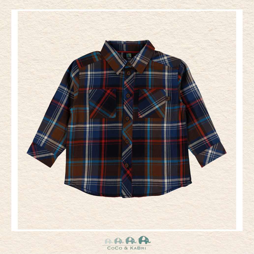 🇨🇦 Nano: Baby Boy Blue Plaid Button Up Shirt, CoCo & KaBri Children's Boutique, Brooks Alberta Canada
