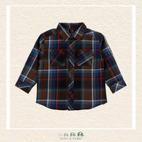 🇨🇦 Nano: Baby Boy Blue Plaid Button Up Shirt, CoCo & KaBri Children's Boutique, Brooks Alberta Canada