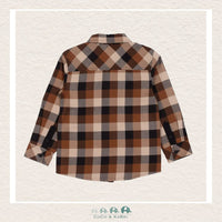 🇨🇦 Nano Baby Boy Brown Plaid Shirt with Tie, CoCo & KaBri Children's Boutique