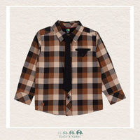 🇨🇦 Nano Baby Boy Brown Plaid Shirt with Tie, CoCo & KaBri Children's Boutique