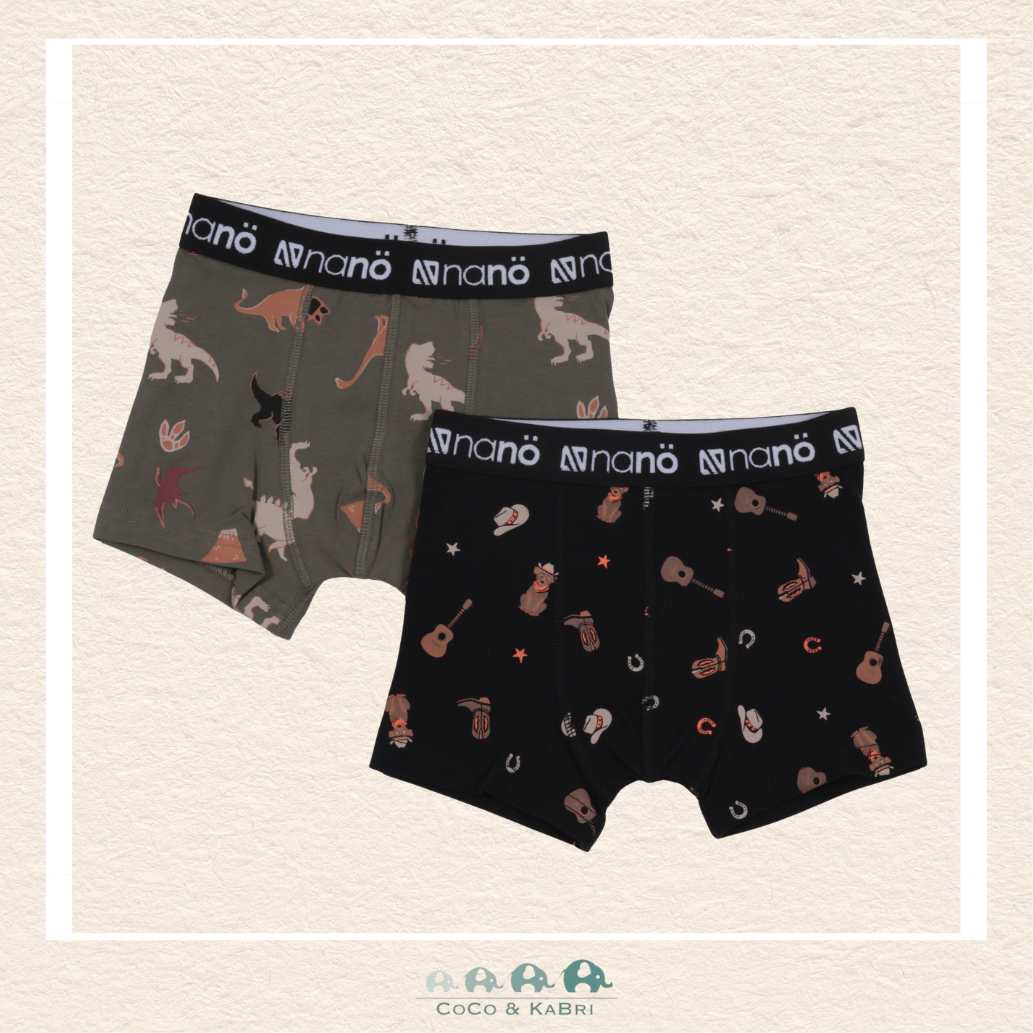 🇨🇦 Nano: Boys Boxers - Black (Cowboy), Green Dinosaurs, CoCo & KaBri Children's Boutique, Brooks Alberta Canada