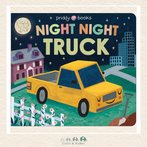 Night Night Truck board book by Roger Priddy featuring shaped die-cut pages and sleepy trucks at bedtime