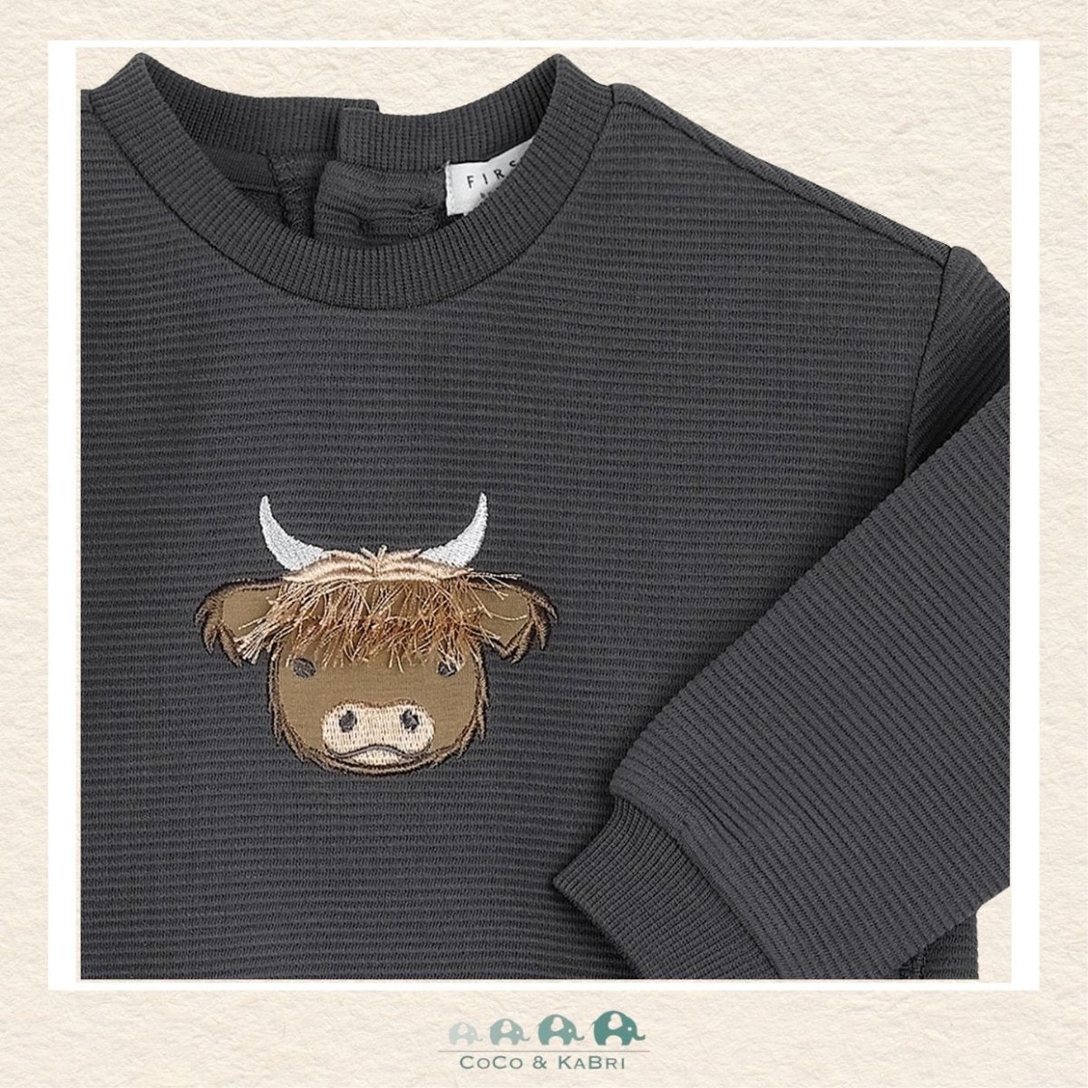 🇨🇦 Petit Lem: Baby Dark Gray TwoPiece Sweatshirt & Pants, CoCo & KaBri Children's Boutique, Brooks Alberta Canada