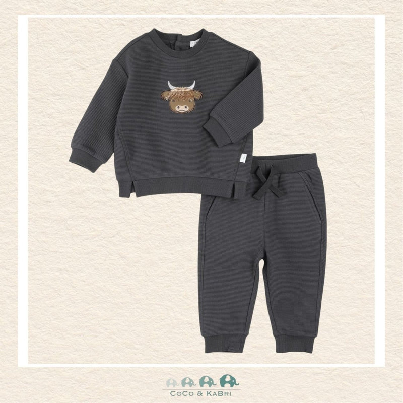 🇨🇦 Petit Lem: Baby Dark Gray TwoPiece Sweatshirt & Pants, CoCo & KaBri Children's Boutique, Brooks Alberta Canada