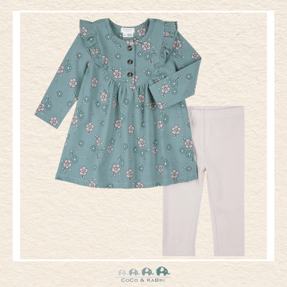 🇨🇦 Petit Lem: Baby Girl 2 Piece Turquoise Dress & Cream Leggings, CoCo & KaBri Children's Boutique, Brooks Alberta Canada