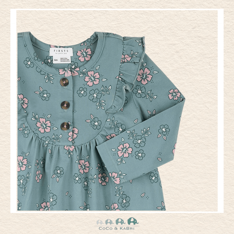 🇨🇦 Petit Lem: Baby Girl 2 Piece Turquoise Dress & Cream Leggings, CoCo & KaBri Children's Boutique, Brooks Alberta Canada