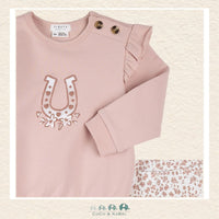 🇨🇦 Petit Lem: Baby Girl Horseshoe Sweatshirt & Pink Legging Set, CoCo & KaBri Children's Boutique, Brooks Alberta Canada