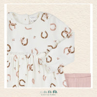 🇨🇦 Petit Lem: Baby Girl Horseshoe Tunic Dress with Pink Leggings, CoCo & KaBri Children's Boutique, Brooks Alberta Canada