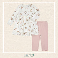 🇨🇦 Petit Lem: Baby Girl Horseshoe Tunic Dress with Pink Leggings, CoCo & KaBri Children's Boutique, Brooks Alberta Canada